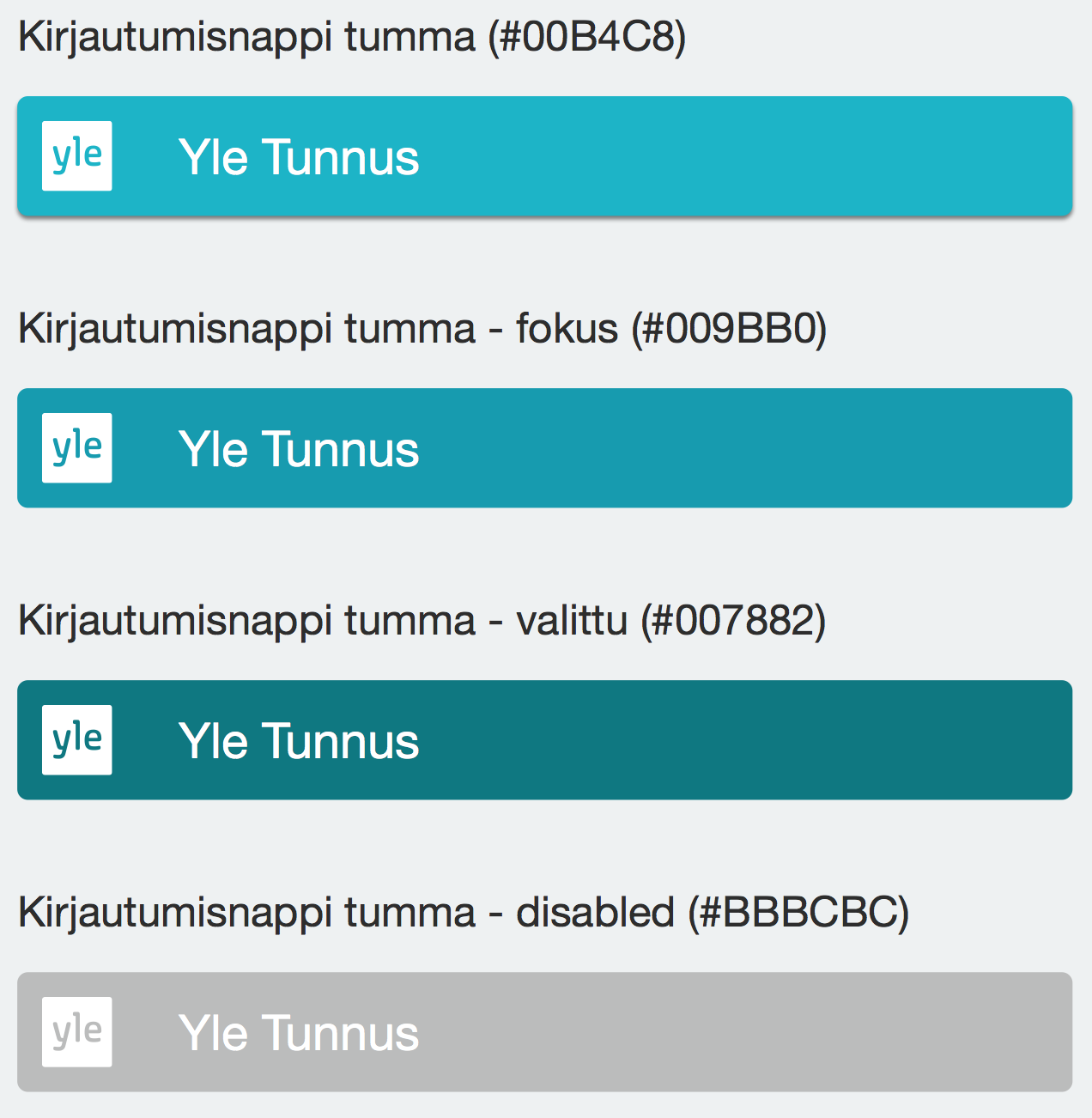 Kirjautumisnappien värivaihtoehdot